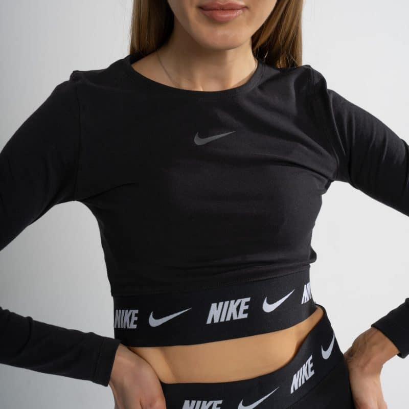 Топ Nike Sportswear Long-Sleeve Crop Top Black/White DX2315-010