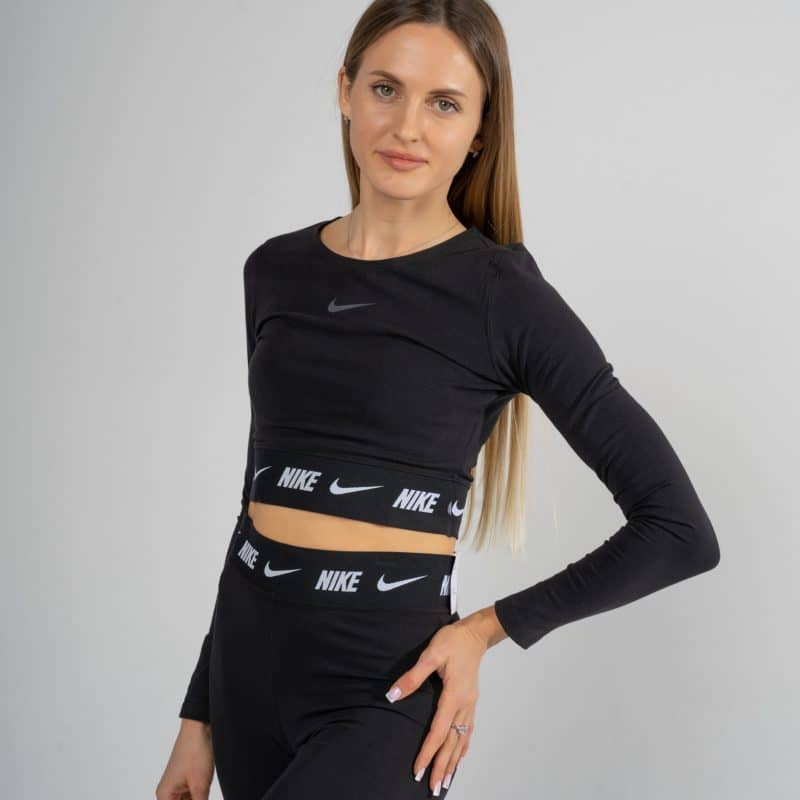 Топ Nike Sportswear Long-Sleeve Crop Top Black/White DX2315-010